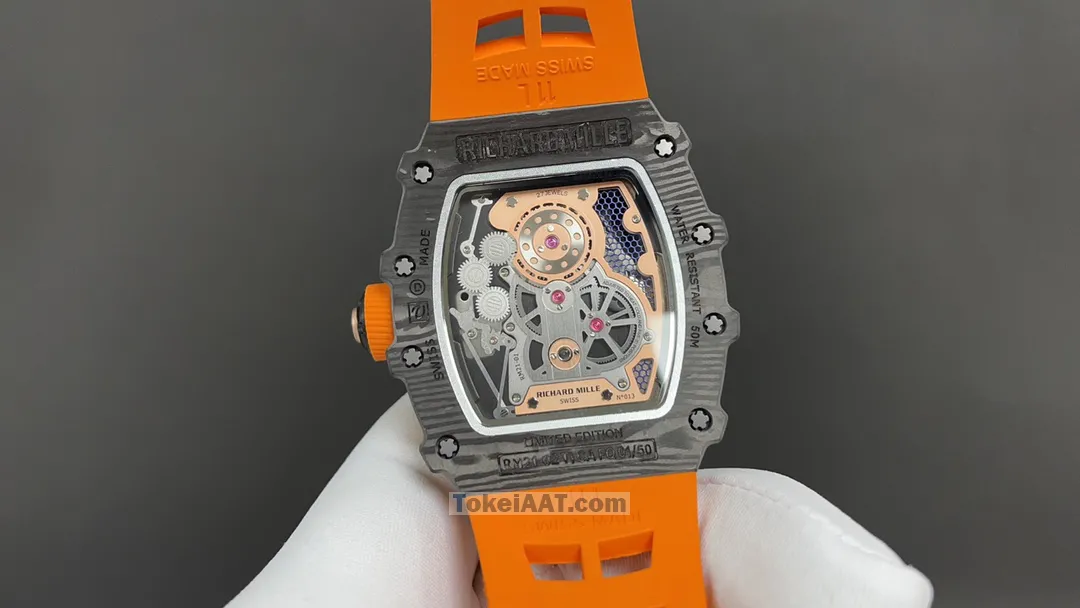 新品リシャールミルスーパーコピー時計 RM21-02「トゥールビヨン」グリーンクォーツTPTカーボンファイバー[5]