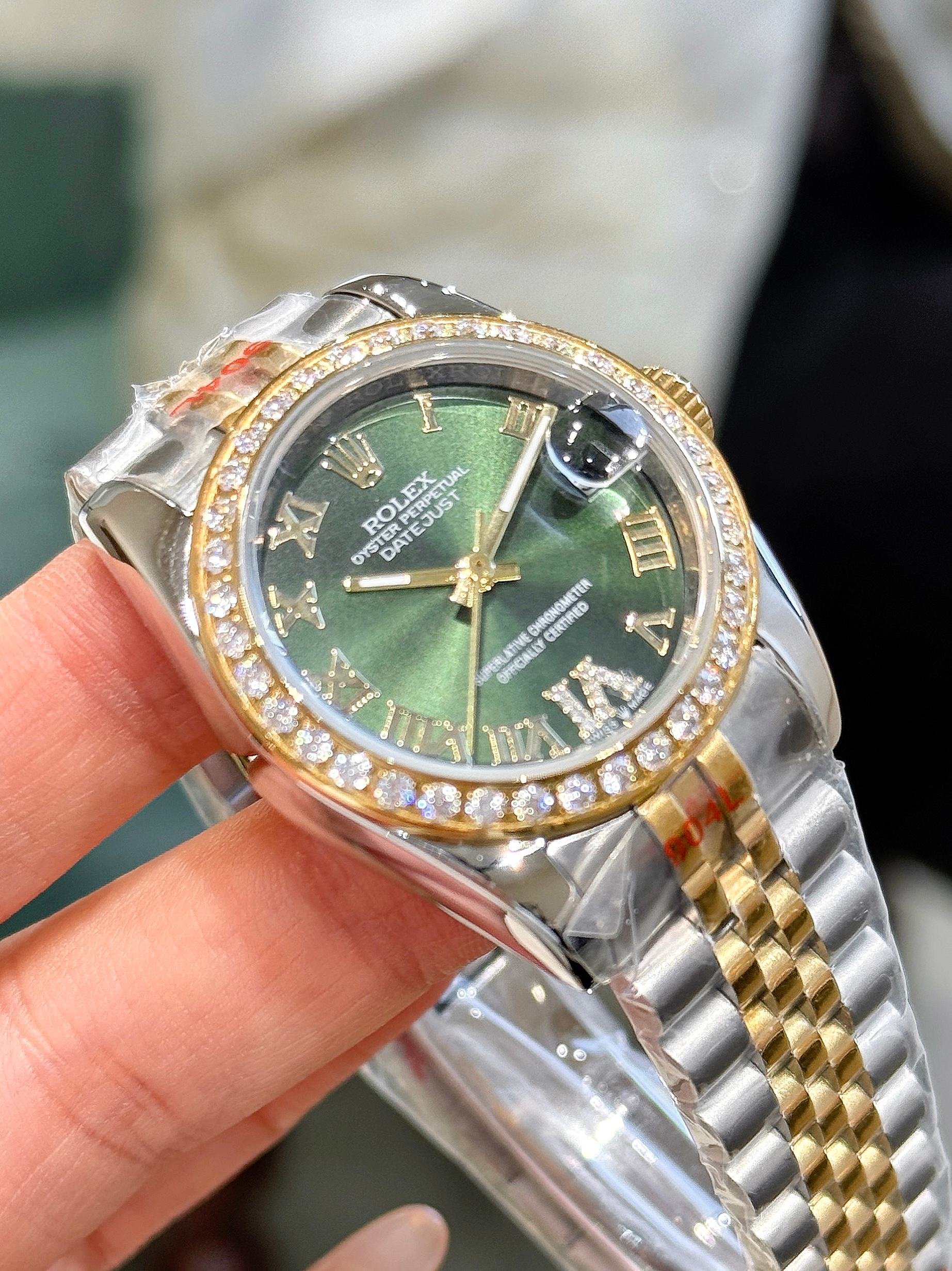 グリーンダイヤル コピー時計ロレックス デイトジャスト レディースM692301-3[4]