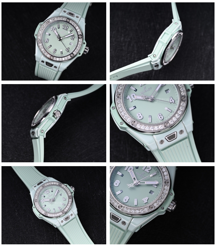 HUBLOTグリーンセラミック485.GS.5271.RX.1204 ビッグ・バン ワンクリック ミント ダイヤモンド