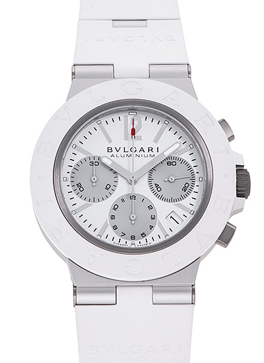 人気ブルガリ工場 アルミニウム ホワイト クロノグラフ 104235 シルバー/グレー