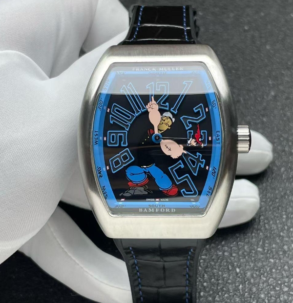 ABF工場 フランクミュラー ポパイ ヴァンガード V45高級腕時計 シルバー ブラック FM800ムーブメント