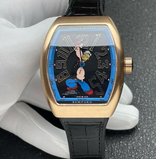 ABF工場 フランクミュラーレプリカ 新作 ポパイ ヴァンガード V45 ブラック ローズゴールド 44mm