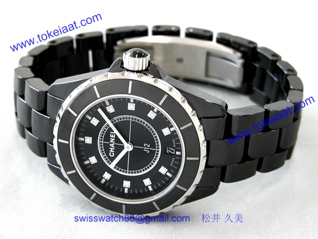 シャネル CHANEL時計 J12 38mm　ブラックセラミック　11Pダイヤ ブラック H2124