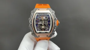 新品リシャールミルスーパーコピー時計 RM21-02「トゥールビヨン」グリーンクォーツTPTカーボンファイバー