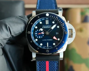 パネライスーパーコピー時計GMT メンズ ブルーストラップ45 PM20152