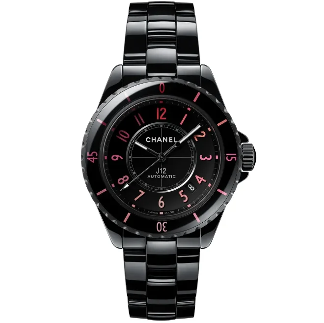 シャネルコピー J12 BLUSH 自動巻きブラック ラッカー38MM H10312