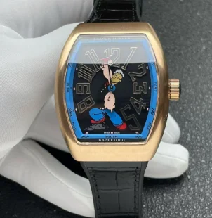 ABF工場 フランクミュラーレプリカ 新作 ポパイ ヴァンガード V45 ブラック ローズゴールド 44mm