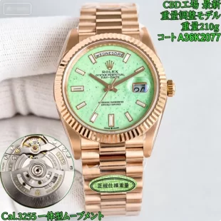 ミントグリーン ロレックス デイデイトコピー時計 ムーブメント3255 128238-02