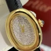 Cartier Baignoire クォーツスーパーコピー時計ドームサファイアリューズ アリゲーターレザーベルト WJBA0038 (4)