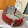 カルティエ W4TA0016 タンクマスト ダイヤモンドベゼル マザーオブパール文字盤 赤ワニ革ベルト (9)