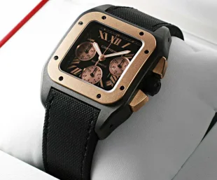 ブランド カルティエ サントス100 クロノLM カーボン コンビ W2020004 コピー 腕時計