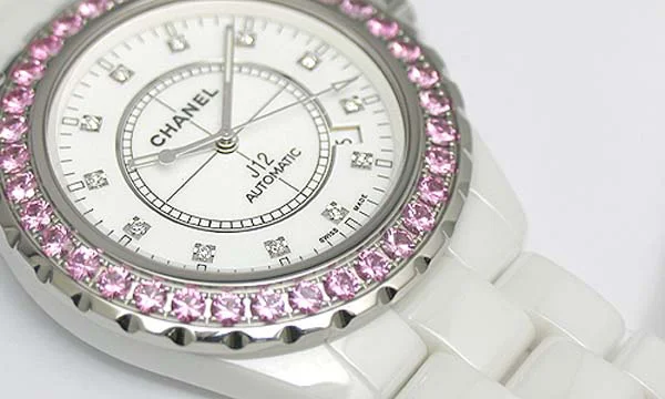 偽物CHANELシャネル時計 スーパーコピーJ12 オートマティック ピンクサファイアベゼル H2011