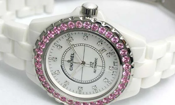 偽物CHANELシャネル時計 スーパーコピーJ12 オートマティック ピンクサファイアベゼル H2011