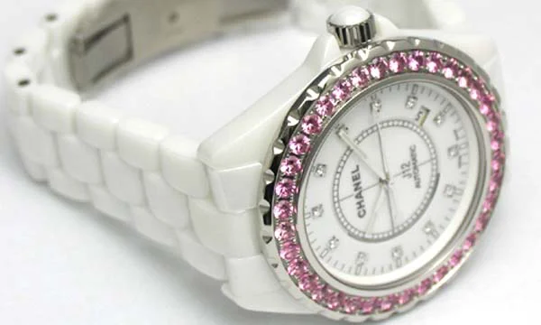 偽物CHANELシャネル時計 スーパーコピーJ12 オートマティック ピンクサファイアベゼル H2011