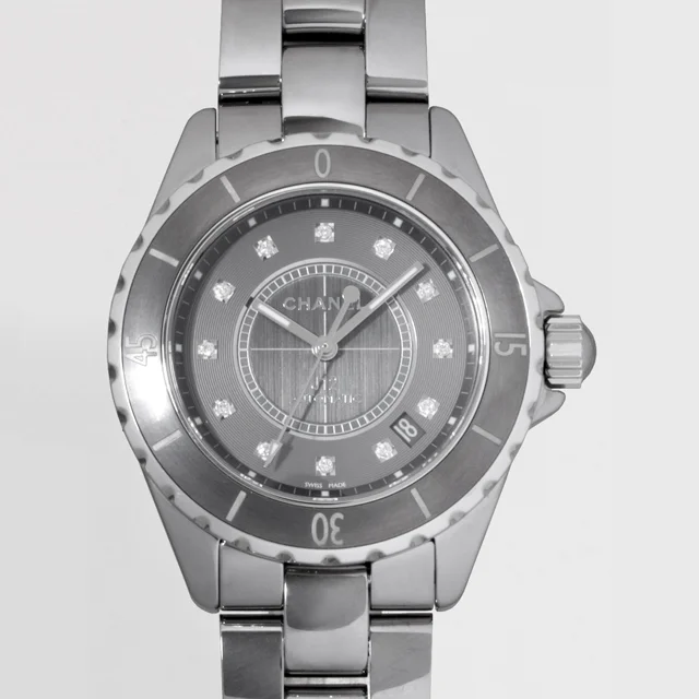 シャネル CHANEL時計 J12　クロマティック 38mm　12Pダイヤ　チタンセラミック グレー H32