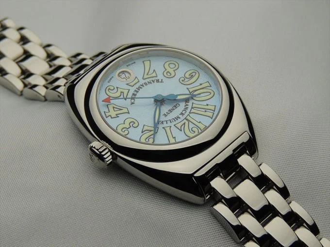 フランク・ミュラー コピー 時計 トランスアメリカ レディース オートクォーツ 2000L OAC Pastel Blue
