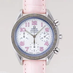オメガ スピード ピンク革 シェルピンクアラビア 3834.74.34 コピー ウォッチ